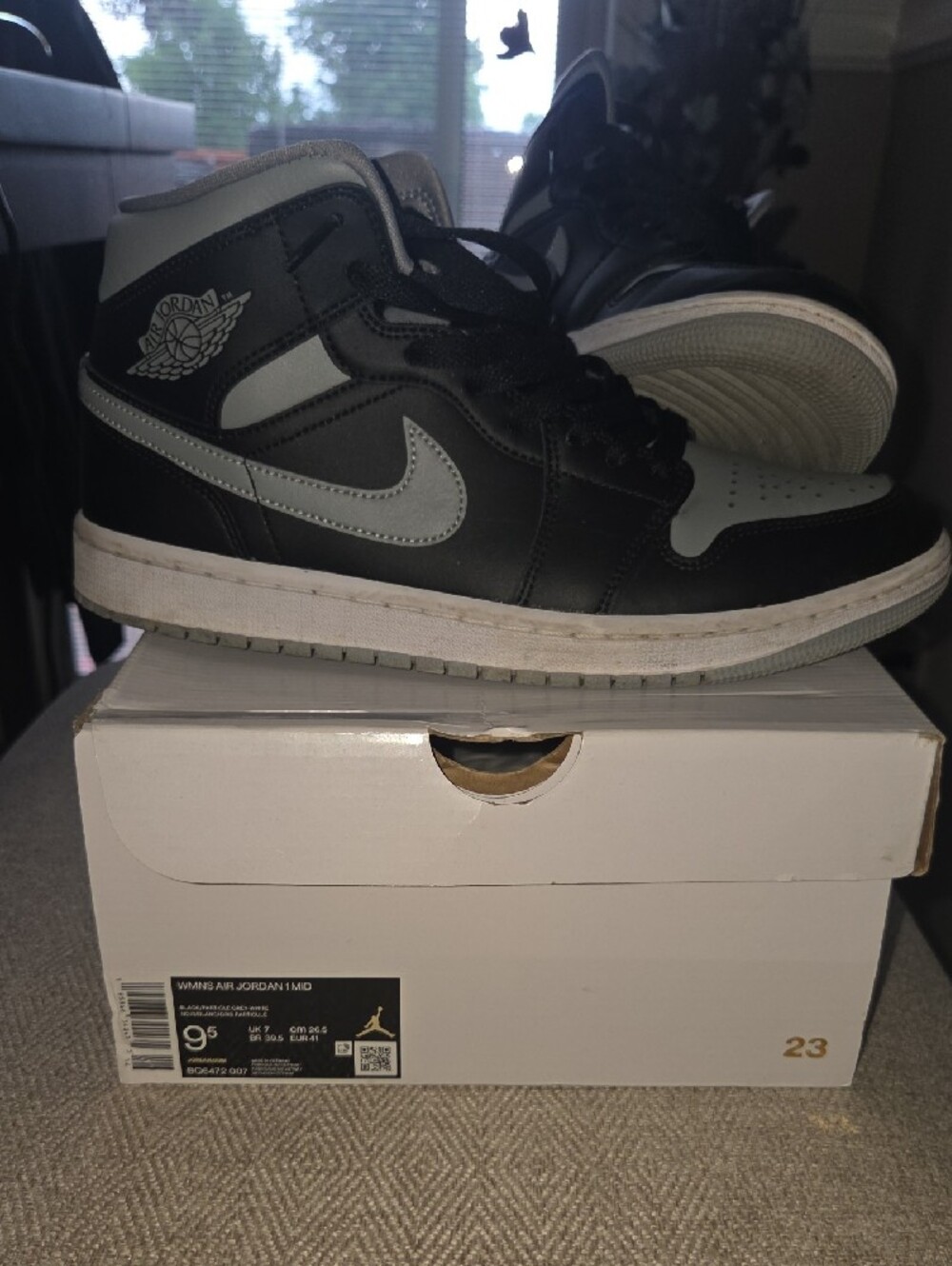 Nike Jordan 1 Mid Women's Sneakers in Black and Light Gray
